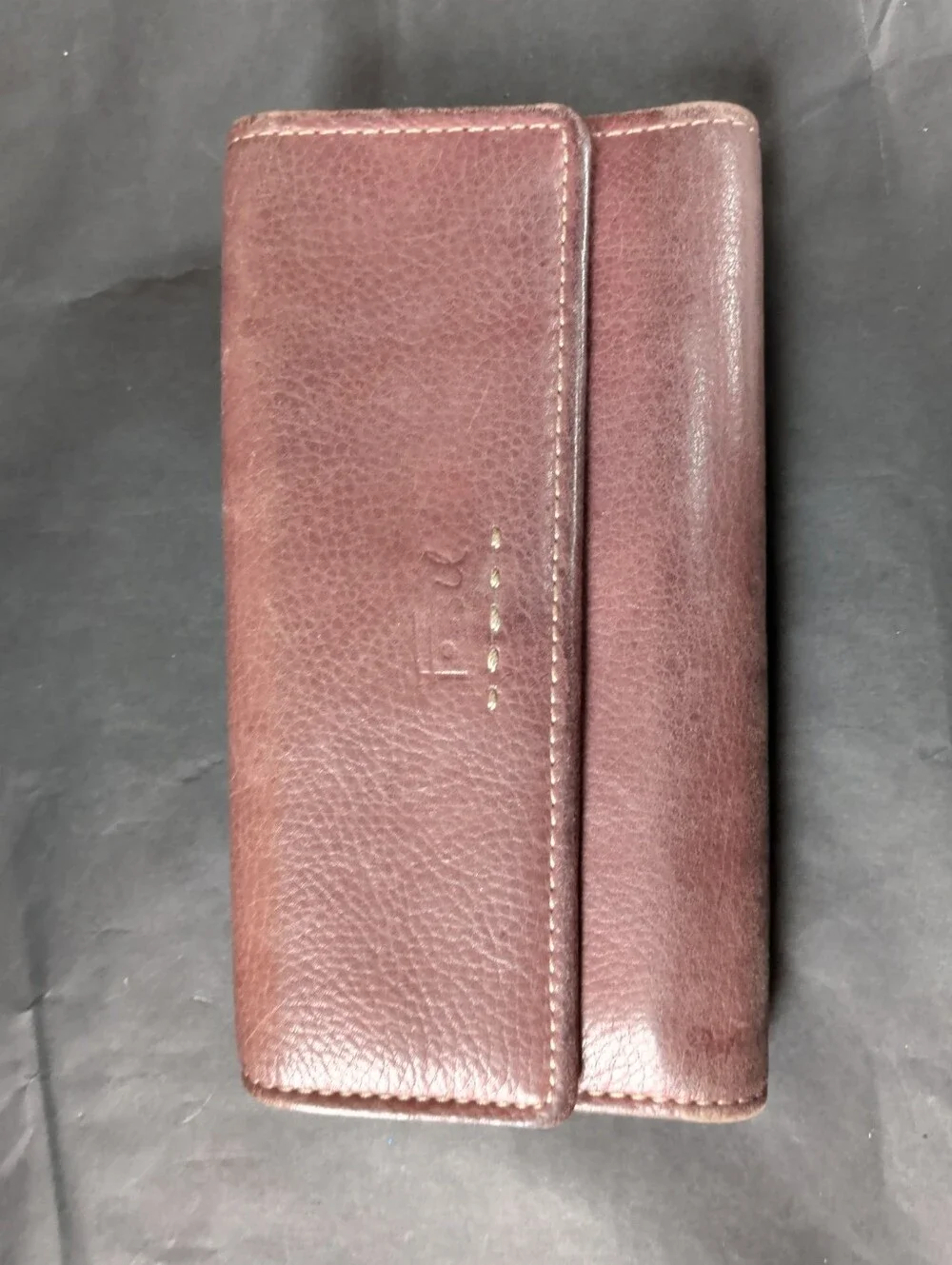 Fossil Wallet + Checkbook Genuine Leather: Eggplant